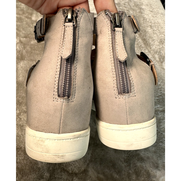 Linea Paolo Gray Leather Hidden Wedge Sandals Womens Size 8 - Picture 4 of 8